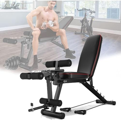 Multifunktion Klappbar Hantelbank, Verstellbar Trainingsbank Fitnessbank, Tragbar Sit up Bank für Heimtraining, Fitnessstudio, Max Capacity 300kg