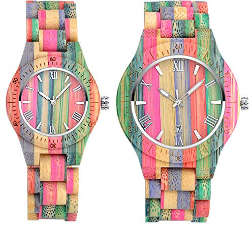 SUPBRO Holzuhren Damen Holzuhr Holz-Armbanduhr Klassik Analoge Quarzwerk Uhren Armband Klassik