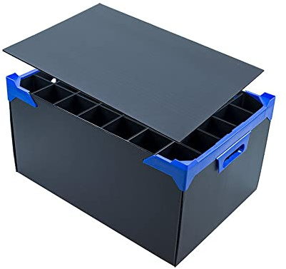 Caterbox Champagne Flute Storage Box Including Lid | Stacking Storage Box with 35 Compartments for Holding Glasses (Max Glass Size: H260 x W65mm | Glass Height: 260mm)