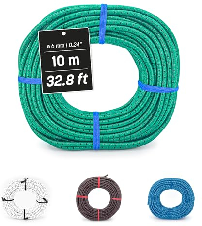MAGMA Elastisches Seil | Gummiseil mit 6 mm Durchmesser | Für Angeln, Segeln, Bootfahren, Camping & Tarpaulin-Planen | Für Innen, Außen, Küche, Werkstatt & Garten (10, Grün)