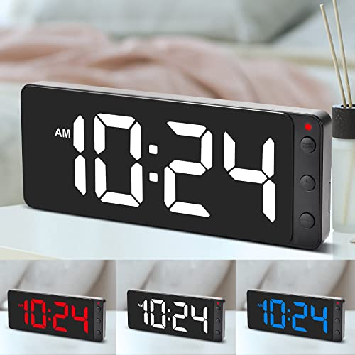 SZELAM Orologio digitale da parete, orologio digitale silenzioso con display a LED da 10.5 pollici, grandi cifre, orologio da appendere con adattatore USB per bambini anziani, colore: bianco e nero