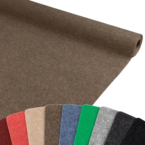 Messeteppich Rips MALTA 100x2000 cm Braun – schwer entflammbarer Eventteppich | gerippter Rips Nadelfilz Boden | schalldämmend, rutschfest & leicht zu verlegen | ideal für Messe & Event