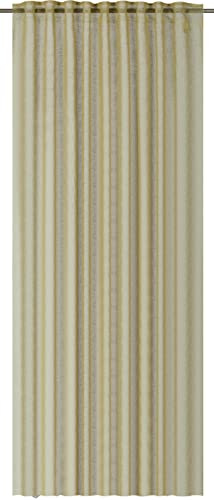 Elbersdrucke Gardine mit verdeckten Schlaufen Liem 02 gelb Curry halbtransparent 255 x 140 cm Vorhang für Wohnzimmer Schlafzimmer Küche Flur Kinderzimmer
