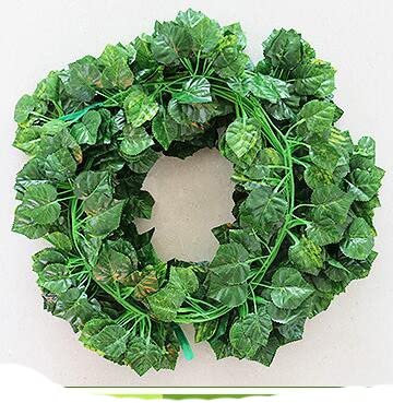 24 Stück 200 cm / 78,74 Zoll; Künstliche grüne Begonie, rotes Ahornblatt, Simulation, Efeu, Rattan, Wand, Blume, Blatt, Ranke, grüne Pflanze, Cane-Fluoreszenz-Gelb
