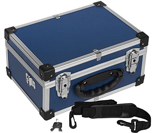 anndora Werkzeugkoffer 70106 Aluminium Rahmen Koffer - Werkzeugkiste 32,5 x 25,5 x 17,5 cm mit Neopren Auskleidung und Tragegurt - Blau