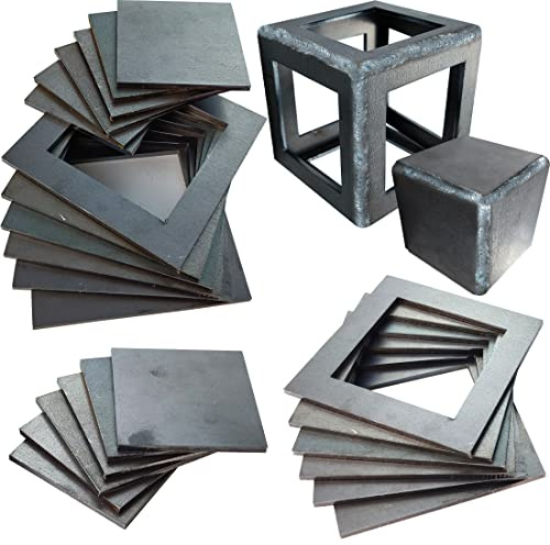 Schweißübungs-Set, Schweißproben, 3 mm starke quadratische Schweißplatten aus Stahl in 7,6 cm und 5,1 cm für Einsteiger im Schweißen, 24-teilig A36 Stahlplatten-Schweiß-Übungsset.