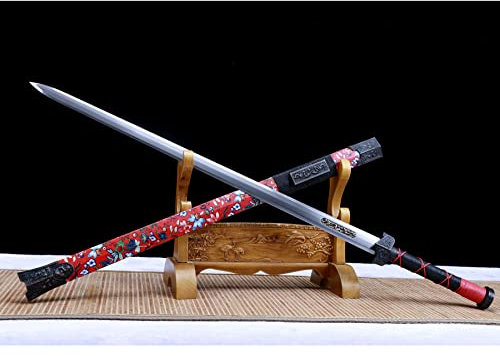 LQSMX sword Chinesisches Schwert/scharf/Zweihändiges Schwert, Einhandschwert 42.5in Schwerter echte Waffen Handgeschmiedeter Federstahl