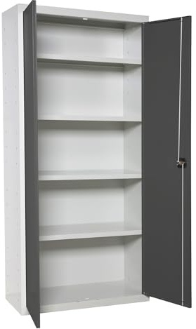 SimonRack Amario Metálico Almacenaje, Armario Multiusos, 4 Estantes, Fácil Montaje, 1800x800x400 mm, Blanco/Antracita