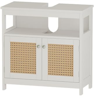 Vicco mobile sottolavabo per bagno Rosario, Bianco, 60 x 60 cm con 2 ante e vano a giorno