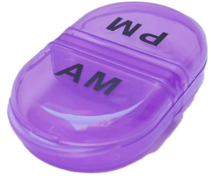 [2 Piezas] Pastillero de 2 Compartimentos, Organizador de Medicamentos Portátil, Caja de Pastillas 2 dosis, Estuche para Vitaminas, Dos ingestas diarias, Pastillero XL de Viaje, Pastillas grandes