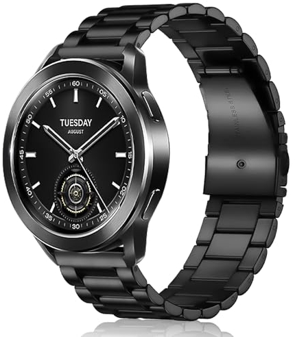 SeNool Correa de Metal para Xiaomi Watch S4 / S3 / 2 Pro / Mi Watch / S1 / S1 Active - 22mm Acero Inoxidable - Negro