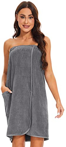 vislivin Bademantel Damen Frottee Saunakilt Saunatuch Frauen Sauna Kilt mit Druckknöpfen und Gummizug