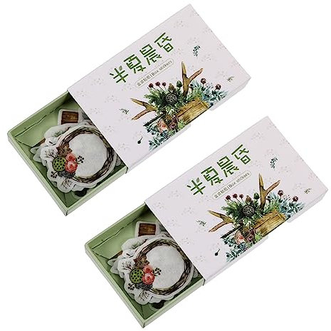 NUOBESTY 2 Kisten Box Aufkleber Pflanzenetiketten Notizkarten Briefpapier Pflanzendekor Aufkleber für Wasserflaschen schöne Aufkleber Album-Aufkleber Handkonto Schreibwaren Geschenk reisen