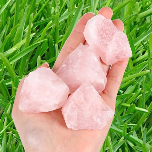 MAIBAOTA 1.6 Rose Quartz 4pcs Rough Stones Healing Crystals Natural Raw Gemstones Gifts for Beginners Protection Chakra Reiki Spiritual Balancing Meditation Bulk Rocks