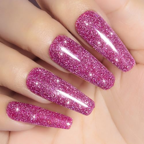 YTD Likomey Smalto Semipermanente per Unghie in gel,15ml Rosa Viola Glitterato Riflettente Glitter Colori Smalti Semipermanenti per Unghie,Brillante del UV Nail Gel,SZ396
