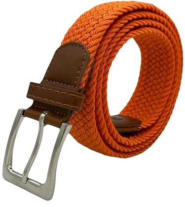 Geflochtener elastischer Gürtel für Herren und Damen, elastischer Gürtel, ausziehbar, für Arbeit, lässig, taktisch, Nylongewebe, verstellbar, Orange, orange, Adaptable