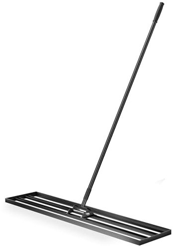 Wiltec Aluminium Rasenrakel 121,9 x 25,4 cm mit 2 m Stiel, Rasen Rakel Unebenheiten im Rasen ausgleichen, Leveler Gartengerät zum Rasen sanden