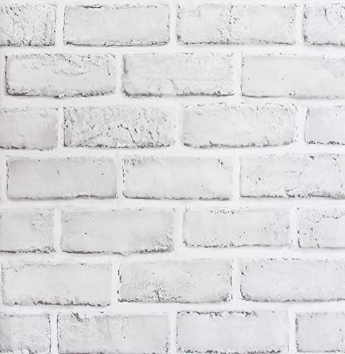 ZHMRROAD Papier peint autocollant brique blanche à décoller et à coller pour la rénovation de maison et de meubles, blanc 44,5 cm x 5 m