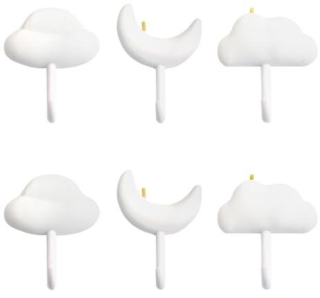 MOROBOR Ganchos decorativos Star Cloud, 6 piezas Colgador para colgar en la pared, ganchos adhesivos para la sala de estar, dormitorio, habitación de los niños, decoración del cuarto del bebé
