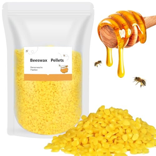 BALFER 100% Reine Bienenwachs Pastillen 900g, für Kosmetik, Kerzen, Cremes, Salben, Seifen, Bienenwachstücher, Kerzenherstellung und Leder-/Holzpflege, Granulat Gelb