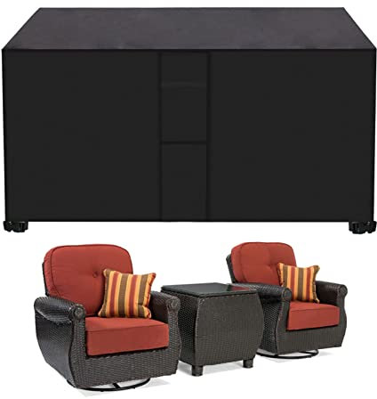 Wasserdichte Abdeckung für Terrassenmöbel für Tisch und Stühle, 120 x 95 x 75 cm, rechteckig, 420D Oxford-Gewebe, winddicht und reißfest