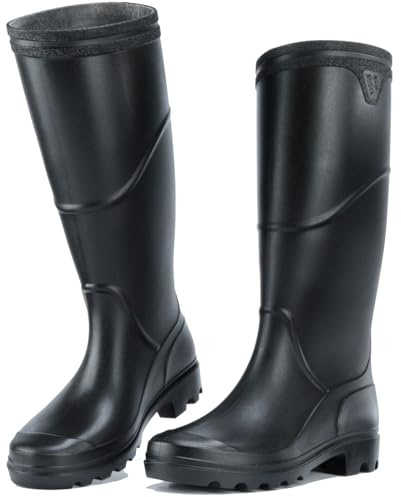 Donbest Bottes en Caoutchouc pour Homme Imperméables Bottes Bottines De Pluie Antidérapant Jardin Boots Wellington Rain Boots,Black3,EU44