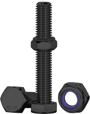 Drenky Tornillos Y Tuercas Negro M10 X 50 mm Juego de Tornillos y Tuercas Hexagonales 10 Piezas Acero Inoxidable A2 V2A Juego De Tornillos Y Tuercas M10 Para Maquinaria, Muebles, Impresión 3D