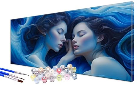 Malen Nach Zahlen Frau Malen Nach Zahlen Erwachsene Groß XXL 100x200cm, DIY Handgemalt Ölgemälde Bastelset Kit für Anfänger mit 3 Feinen Pinseln und Acrylfarbe, Zimmer Deko, Ohne Rahmen, Wolken JC-626