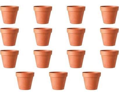 STOUCLA Tontöpfe Blumentopf, Tonpflanztöpfe, Terrakotta Topf, Mini Blumentopf Terrakotta Mit Abflussloch, Pflanztopf Wiederverwendbar, für Drinnen und Draußen Dekorieren,15 Stücke (5,5 × 5 cm)