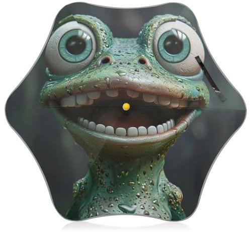 GAIREG Lustiger grüner Frosch-Regenschirm mit abgerundeten Ecken, reflektierender Regenschirm für Kinder, 88,9 cm Baldachin