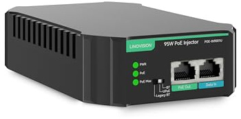 LINOVISION Iniettore PoE Gigabit 90W 802.3bt compatibile con dispositivo PD standard e legacy, iniettore PoE++ per fotocamera PTZ ad alta potenza, VoIP telefono