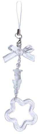 AOOOWER Handyanhänger mit Schmetterling/Stern-Anhänger, mit Perlen, handgefertigt, abnehmbares Schlüsselband für Geldbörse, 15 cm, Acryl, Kein Edelstein