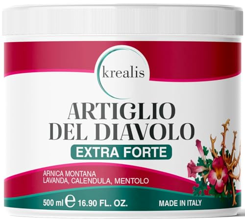 Artiglio Del Diavolo Forte, Alta Concentrazione di Arnica e Artiglio del Diavolo, 500ML, Pomata Antinfiammatoria Forte Crema per Dolori Articolari e Muscolari, Cervicale, Contratture, Mal di Schiena