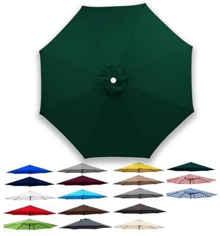 Genérico 3.0m 6/8 Varillas Toldo de Recambio para Sombrilla de Patio, Grueso Cubierta de Repuesto, para jardín, terraza, piscina, Tela de poliéster, Impermeable, Anti-UV