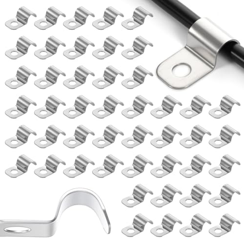100 Stück Edelstahl Kabelschellen Zum Schrauben, 1/4 Zoll Kabelklemmen mit Ein-Loch, Außenkabelclips zur Befestigung von Drähten, 1/4'' Wanddrahtclips für Wandmontage Kabelmanagement