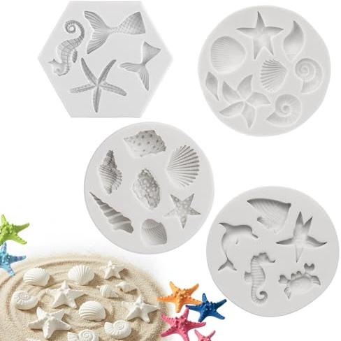 4 Stück Silikonform Muschel, Backformen für Meeresmotiv-Kuchen, Silikonformen für Schokolade und Desserts, Ideal für Ozean-Themen-Partys und Dessertdekoration