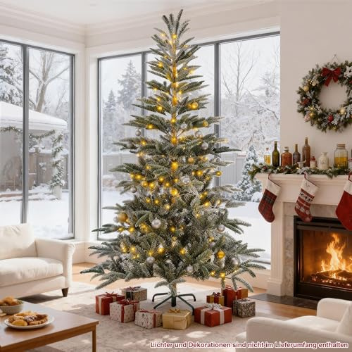 Ludfirm Künstlicher Weihnachtsbaum 180 cm Grün PVC Weihnachtsbaum mit 1000 Zweigspitzen Abnehmbar Metallständer Weihnachtsdeko für Zuhause Büro Geschäft (Grün, 180CM)