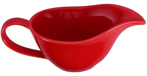 Angoily Tazón para Salsa de Bistec de Porcelana con Vertedor Recipiente Ergonómico para Mezclar Huevos Casa Cuenco Práctico para Servir Color Rojo Brillante