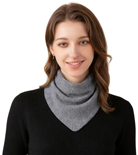 Faletony Women Knitted Triangle Scarfs Winter Warm Wool Neck Scarf Y2k Aesthetic Accessories Streetwear Triangle Shawl Grey