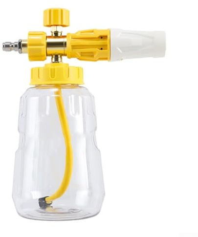 Ratio Control ABS-Flasche mit 1 l Fassungsvermögen, geeignet für Fahrzeugreinigung und Detaillierung, kompatibel mit Schneeschaumlanze für Autowaschanlage, mit verstellbarem Sprühnebel (gelb)