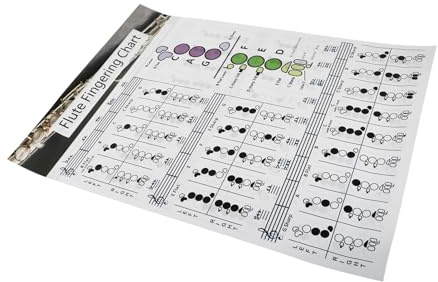 Flöten Akkordtabelle als Lernhilfe für Anfänger Beschichtetem Papier | Übungsdiagramm, Großer Druck, Musik Poster zum Trainieren, für Querflöte
