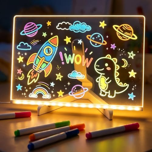 LED Zeichenbrett, 30x20cm Leuchtendes Maltafel mit 7 Farben Stift