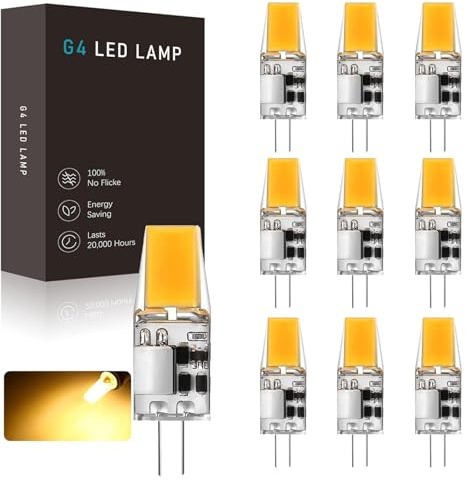 BVCL G4 LED Lampen,5W G4 LED Birnen,12V AC/DC Energiesparlampe, Ersatz Für 50W Halogenlampen, Kein Flackern, Nicht Dimmbar,10er Pack(Warm white)