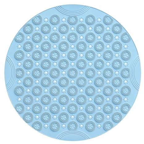 Lunaanda rutschfeste Duschmatte Rund 55 cm, 2-in-1 Fußmassage und Antirutschmatte Dusche mit Saugnäpfen und Abflusslöchern für Badezimmer, Maschinenwaschbar Duscheinlage rutschfeste, BPA Frei (Blau)