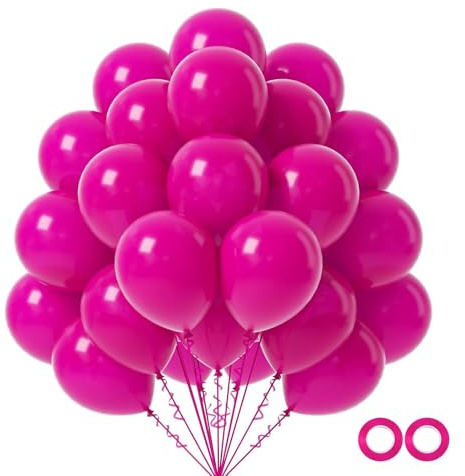 Luftballons Pink, 100 Stück 30 cm / 12 zoll Helium Ballons, Pink Latex Luftballon mit 2 Ballons Rollen Band für Geburtstag, Hochzeit, Babyparty, Halloween, Weihnachten Party Deko