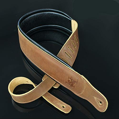 Iconic Leathers IL-5NatBrn Gitarren- und Bass-Gurt, gepolstert, 8,3 cm breit, Naturbraun