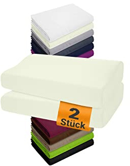 npluseins 2er Pack Kissenbezüge für Gesundheitskissen der Größe M - Spannbezüge 1450.2049, 35-40 x 55-60 cm, Naturweiß