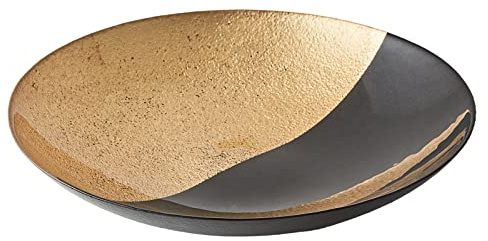 Anton Studio Designs - Schwarz und Gold Fusion Schale - Durchmesser 32 cm - Mehrfarbige dekorative Glasschale für Zuhause und für die Urlaubsdekoration
