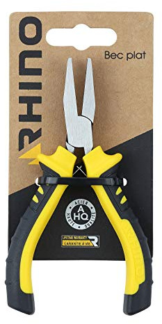 RHINO - Mini pince à bec plat 125 mm universelle - Acier haute qualité - Long. 125 mm - Manche ergonomique - Adapté à tous types de travaux de bricolage - Garantie à vie - Plusieur tailles disponibles