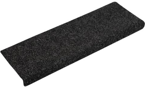 vidaXL Alfombrillas de Escalera 10 uds, Alfombra Antideslizante, Protector de Peldaño, Alfombrilla Adhesiva, Tela Punzonada Negro 65x21x4 cm